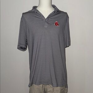 Vineyard Vines blue and white striped polo Boston Red Sox